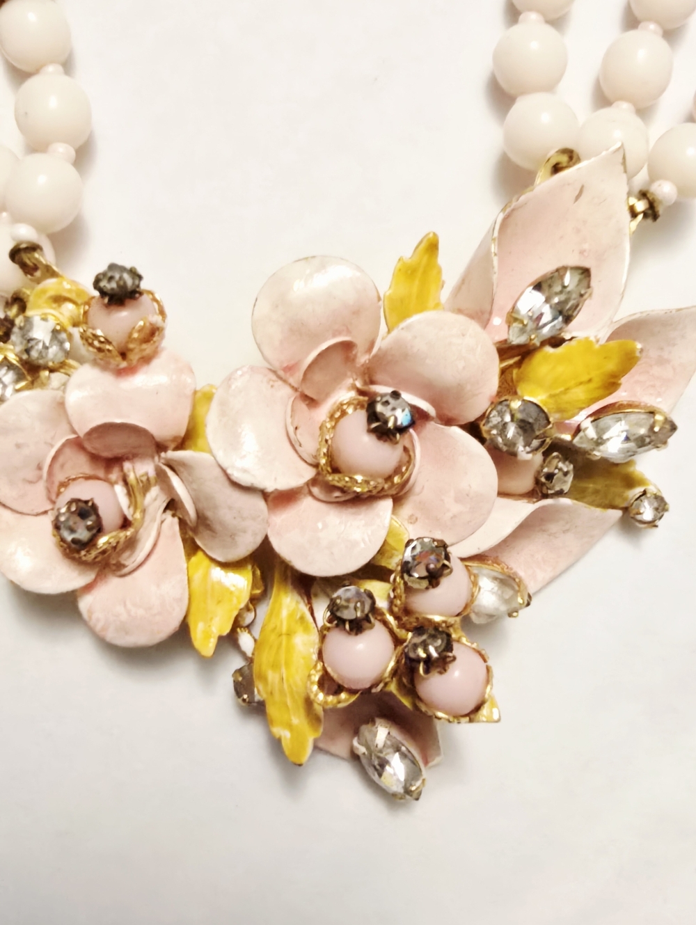vintage Miriam Haskell Original Robert STYLE unsign pink rhinestone Necklace